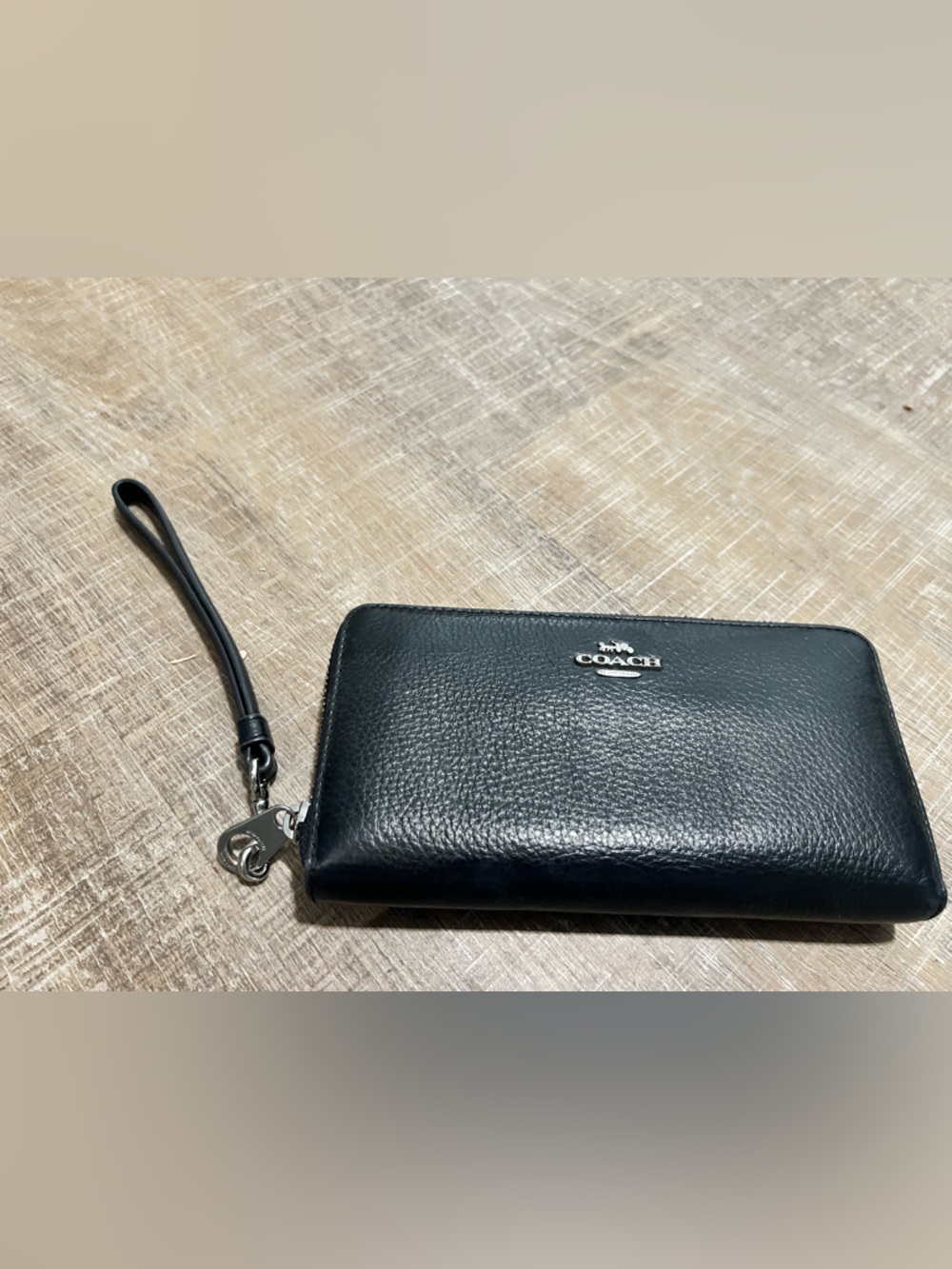 Coach Black Pebbled Leather Wristlet